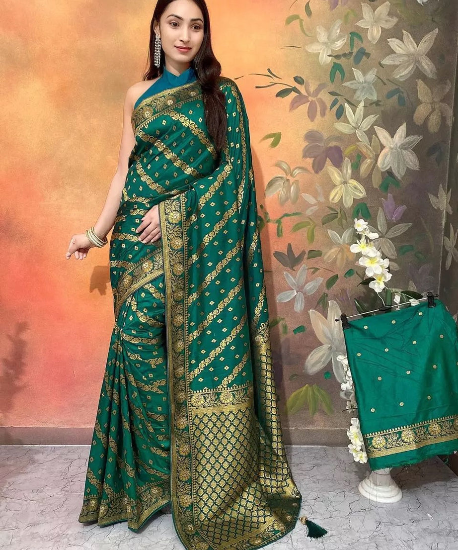 Ethnic Party Wear Indian Dola Silk Saree & Blouse