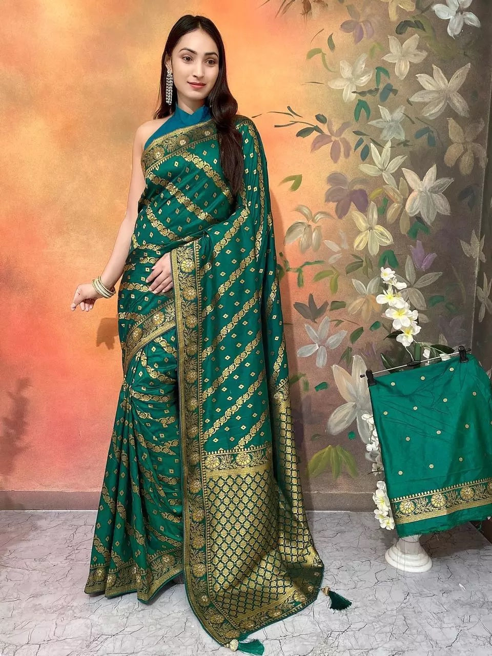 Ethnic Party Wear Indian Dola Silk Saree & Blouse