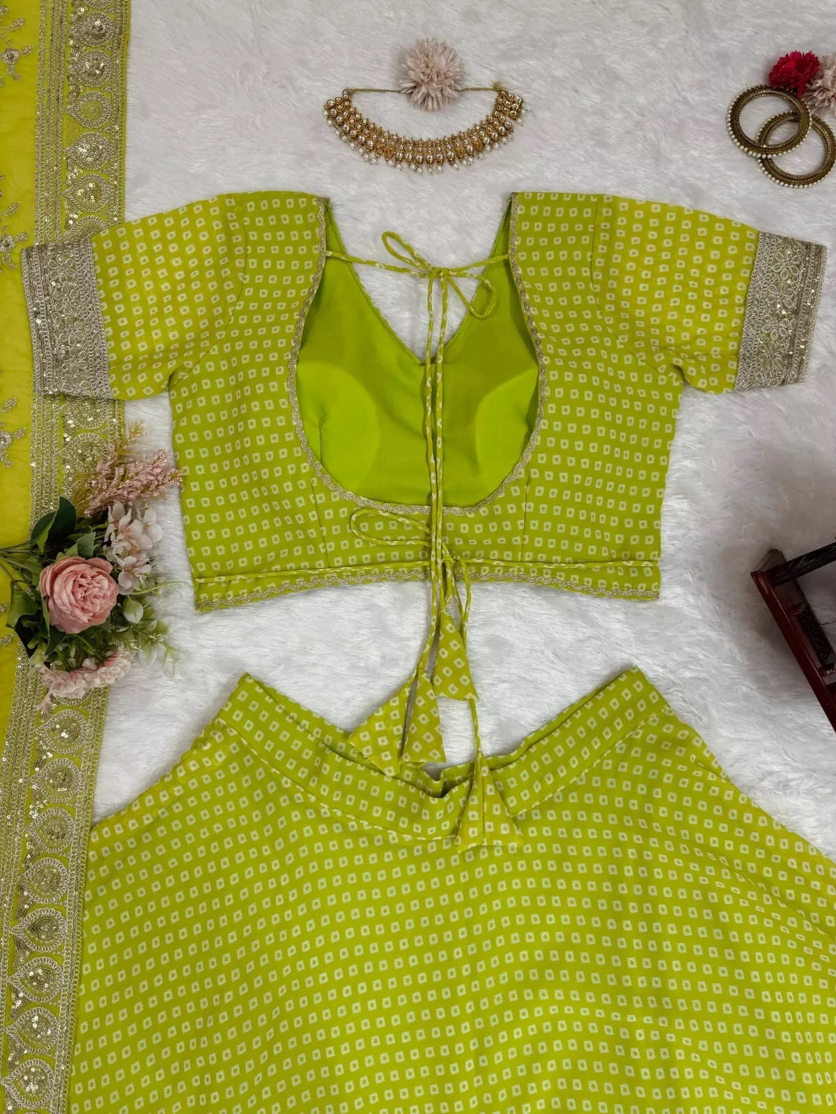 Georgette With Sequence & Digital Print Work Traditional Lehenga Blouse