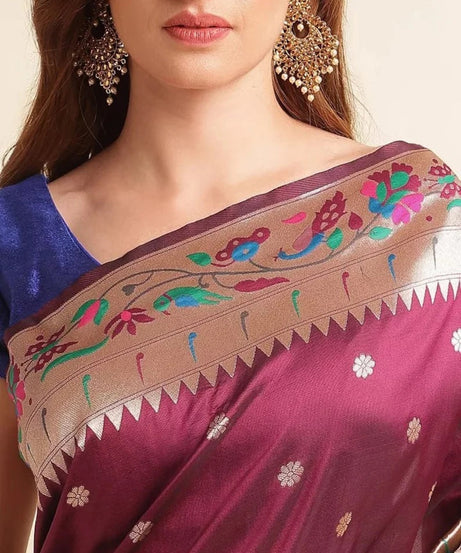 Pure Soft Kanchivaram Pethani Silk Saree With Blouse
