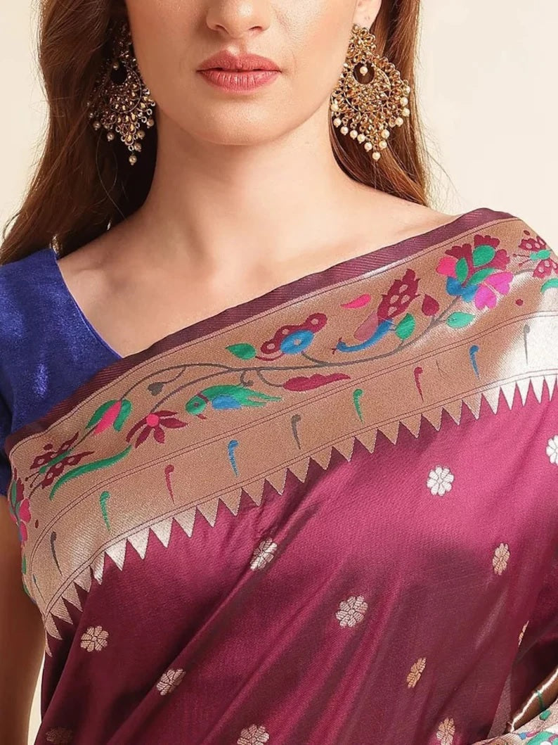 Pure Soft Kanchivaram Pethani Silk Saree With Blouse