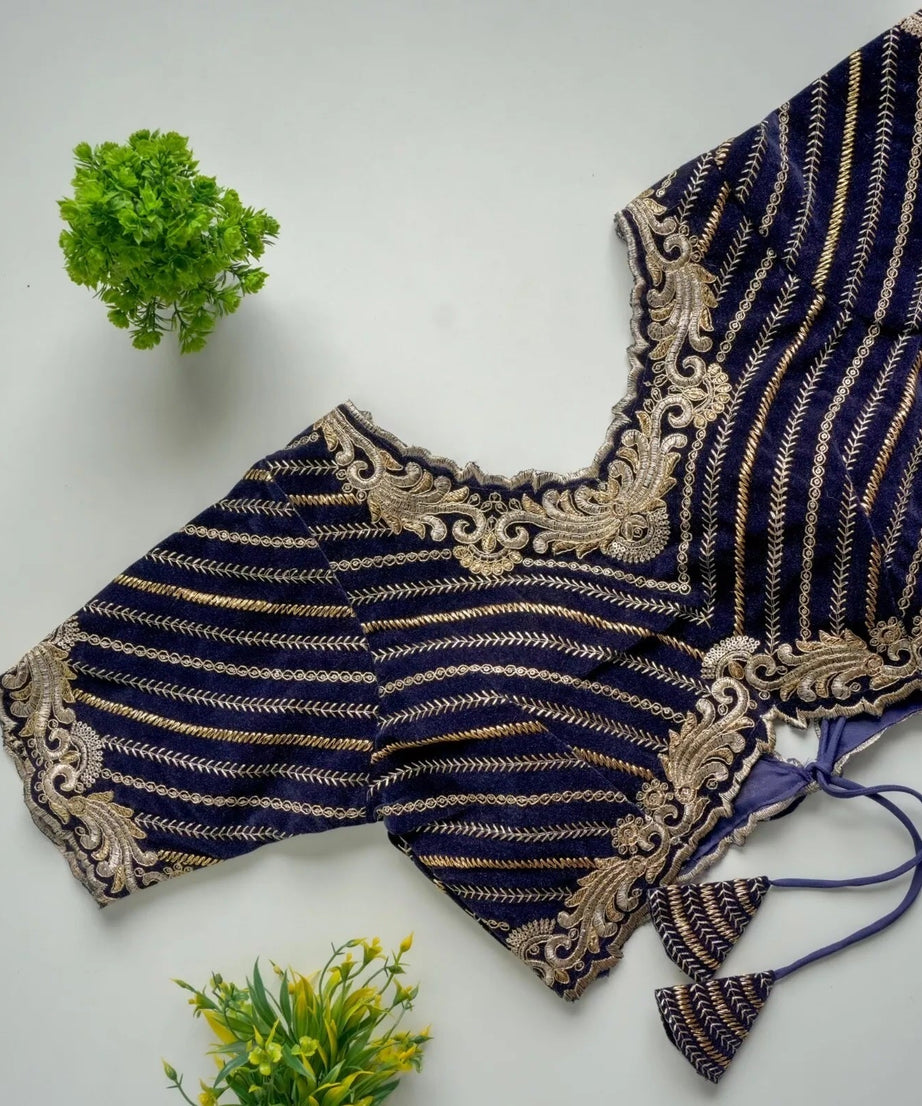 New Stylish Classic Full Stitched Taffeta Silk Blouse & Choli