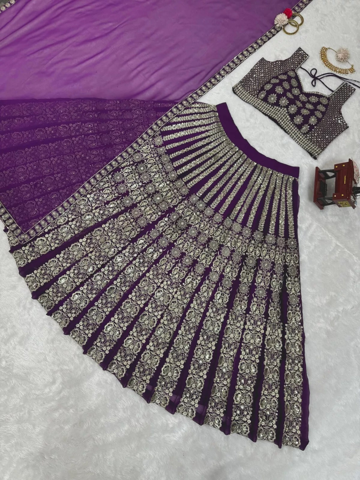 Georgette With Sequence Thread Work Designer Lehenga Blouse & Dupatta