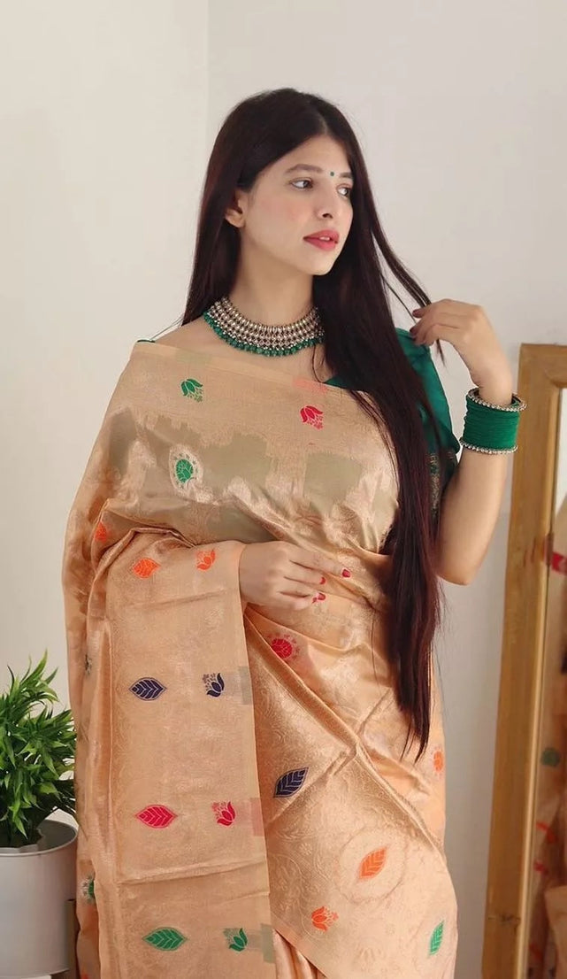 Soft Organza Jacquard Saree,Function Wedding Sari With Blouse