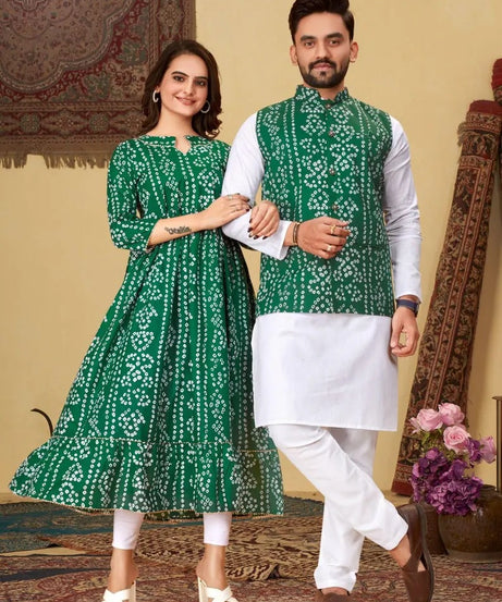 Pure Cotton Bandhni Print Couple Combo Set