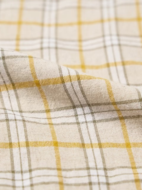 Checks Ochretone Cotton Linen Shirts