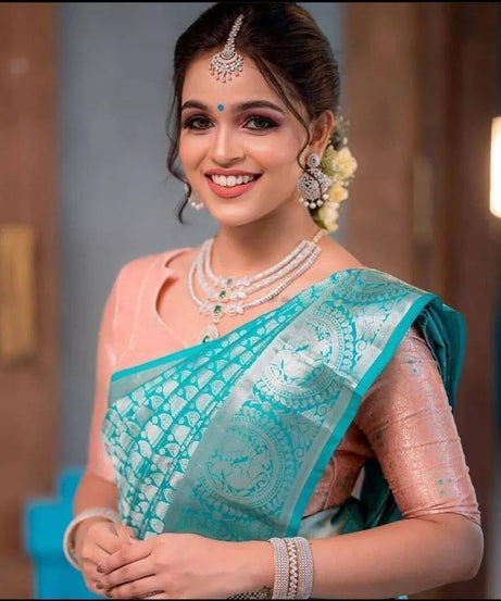 Soft Lichi Silk Beautiful Rich Pallu & Jacquard Work Saree With Blouse