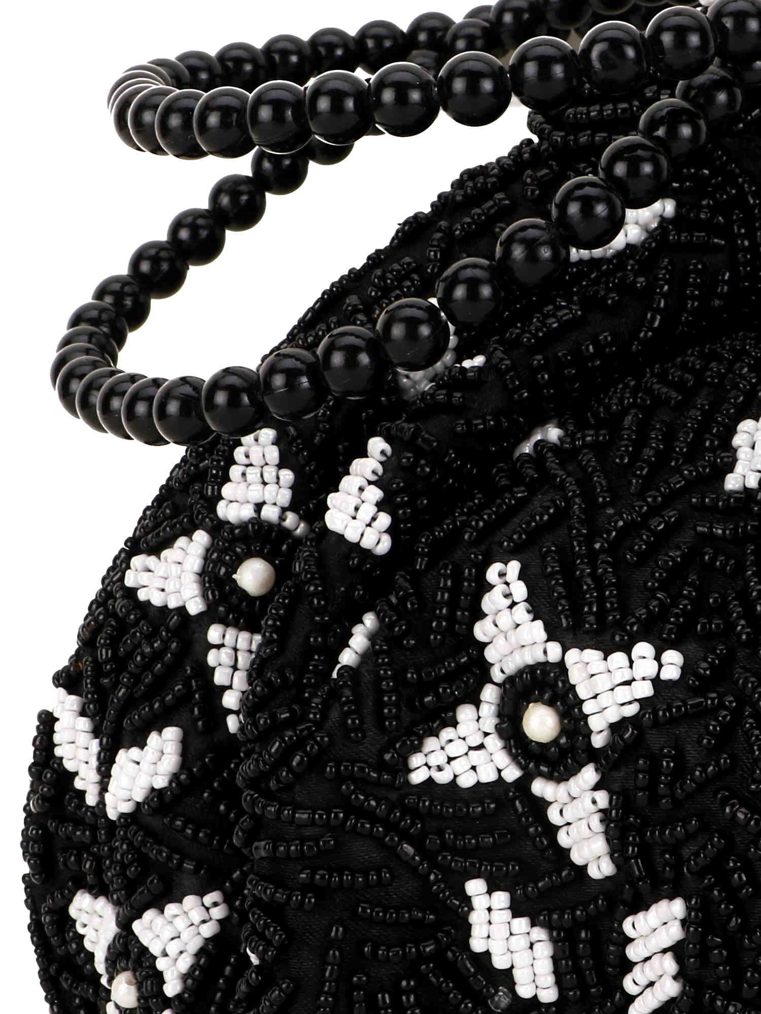 Dangle Abstract Embellished Faux Silk Potli Bag