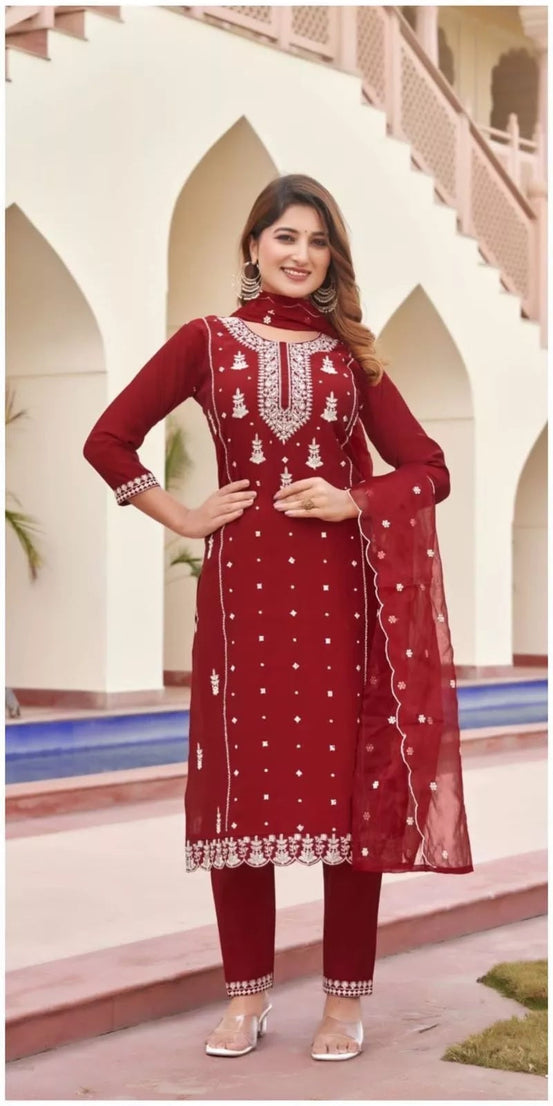 Style Full Stitched Viscose Roman Silk Top Bottom Dupatta