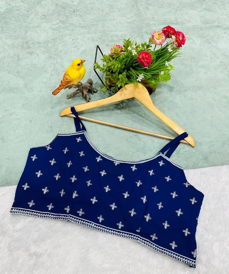 Faux Georgette With Designer  Embroidery Work Shrug - Palazzo & Blouse