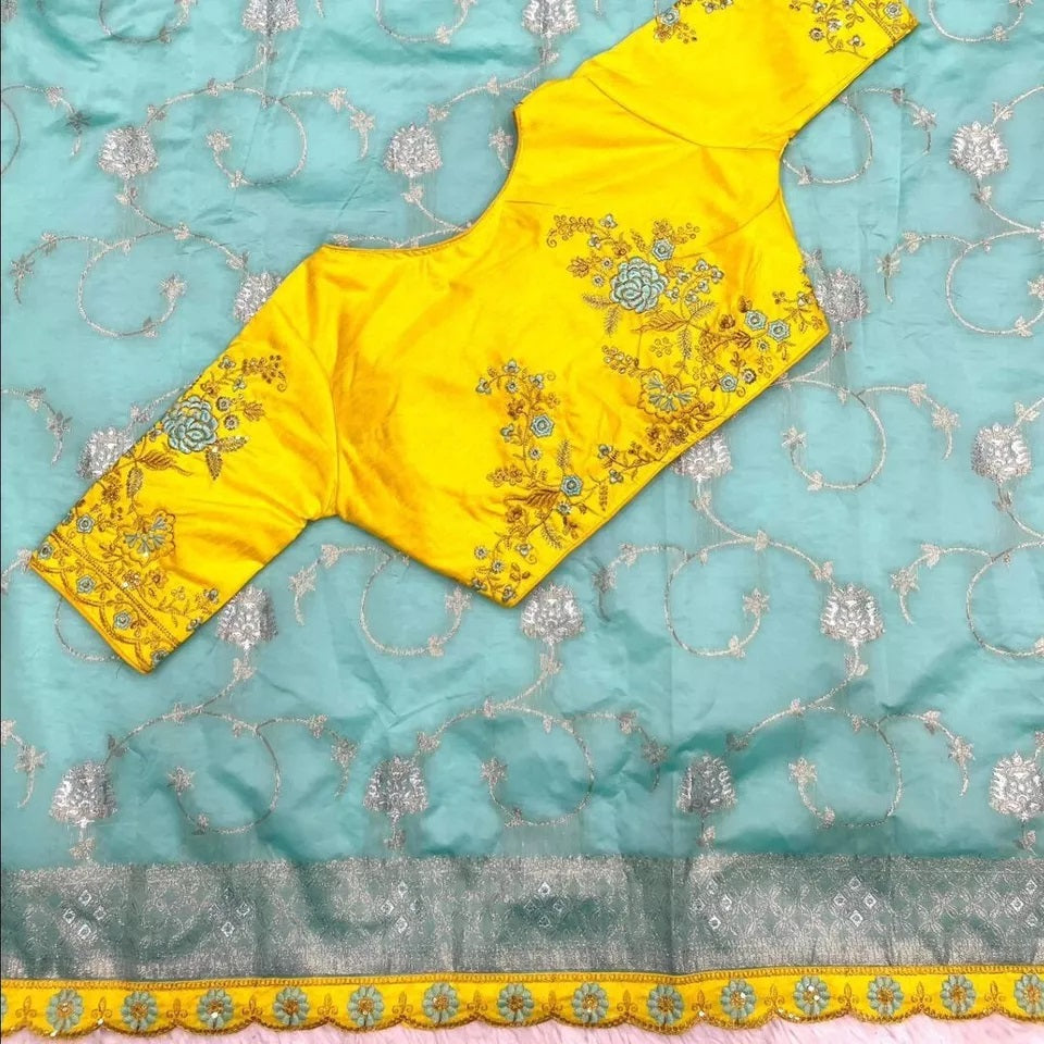 Lichi Silk With Rich Zari & Badla Zari Work Rich Embroidery Lace Saree With Blouse