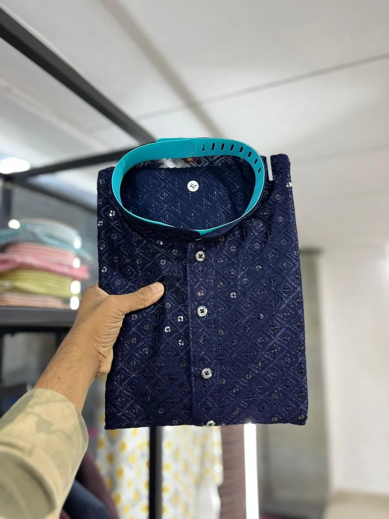 Cotton Rayon Kurta Pajama Set For Men's