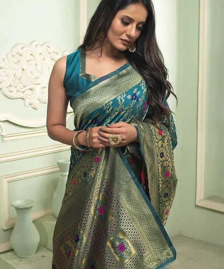 Classic Banarasi Soft Silk Wedding Sari & Blouse