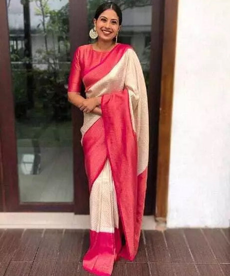 Banarasi Soft Silk Sari With Unstitched Blouse