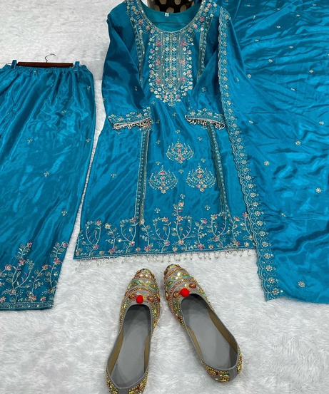 Beautiful Classic Heavy Pure Chinon  Kurti Bottom & Dupatta Set 12-DC