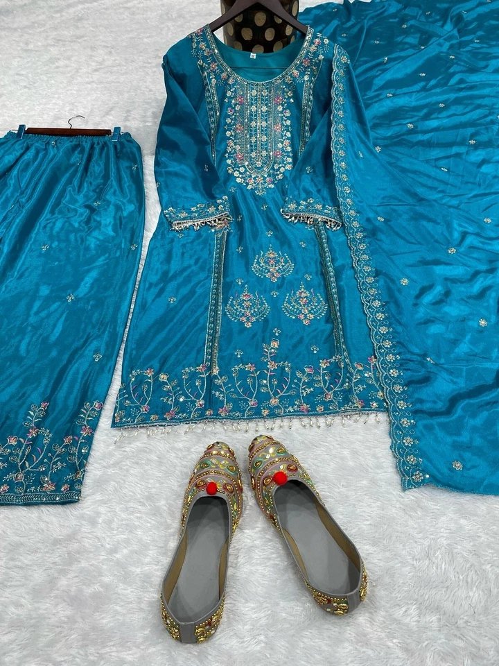 Beautiful Classic Heavy Pure Chinon  Kurti Bottom & Dupatta Set 12-DC