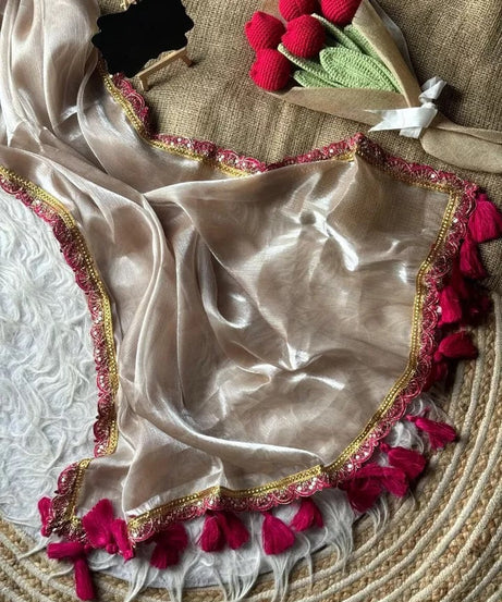 Classic Wear Two Tone Tissue Soft Saree,Wedding Party Sari & Blouse