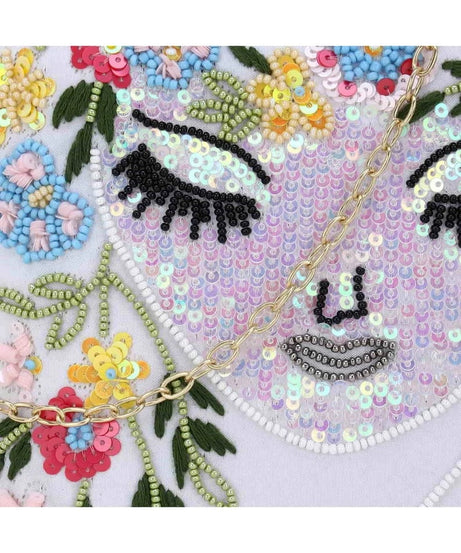 Faux Silk Sequined & Embellished Box Clutch