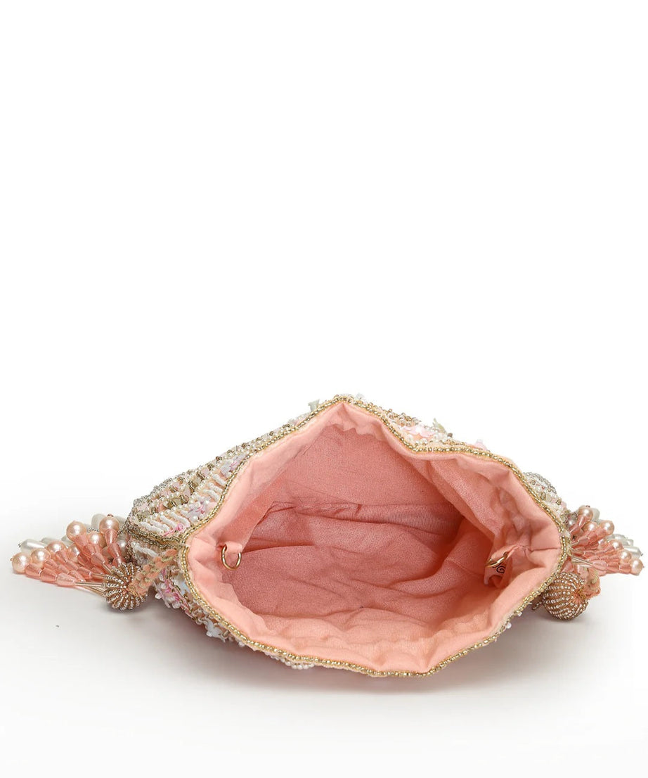 Droop Chevron Embellished Velvet Potli Bag