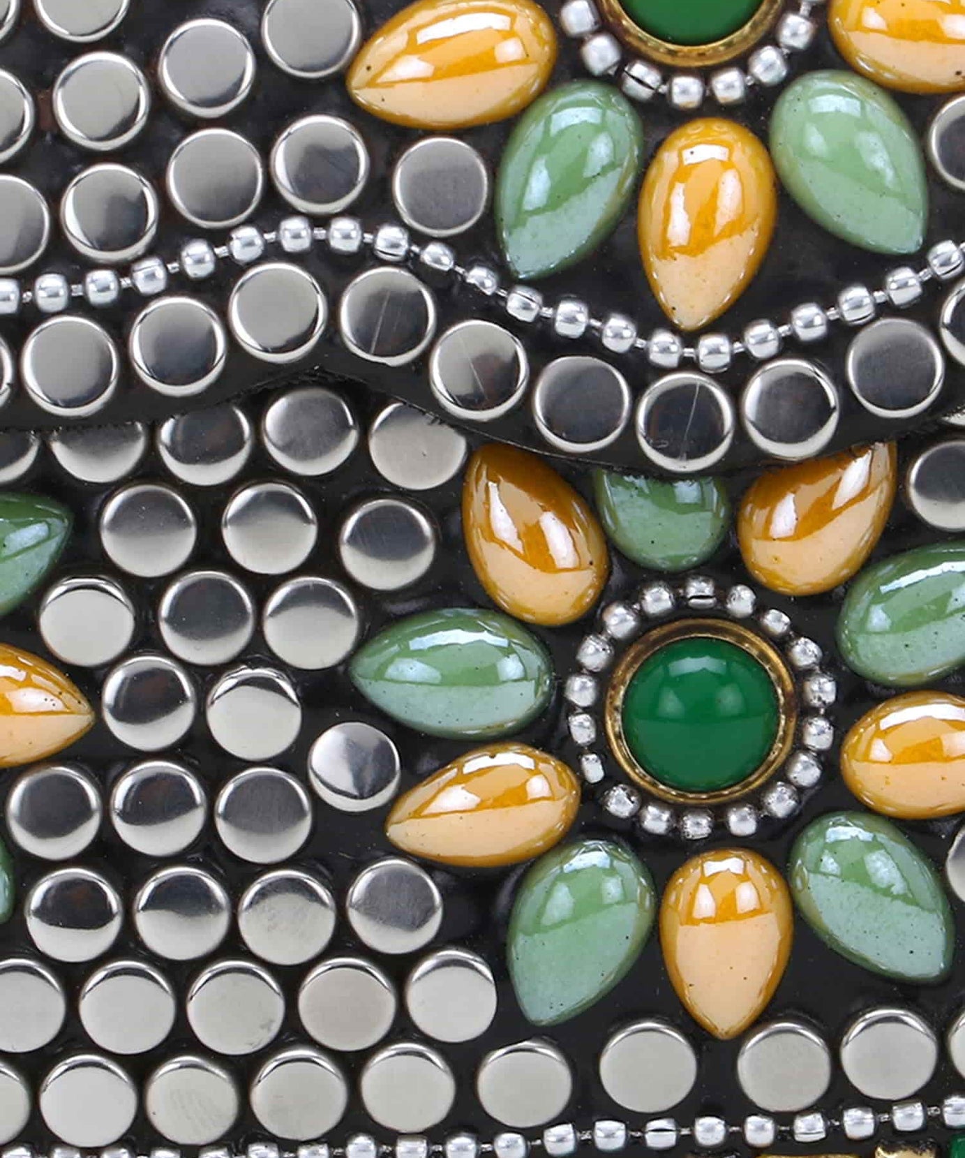 Mosaic Metal Clutch with Stone Work