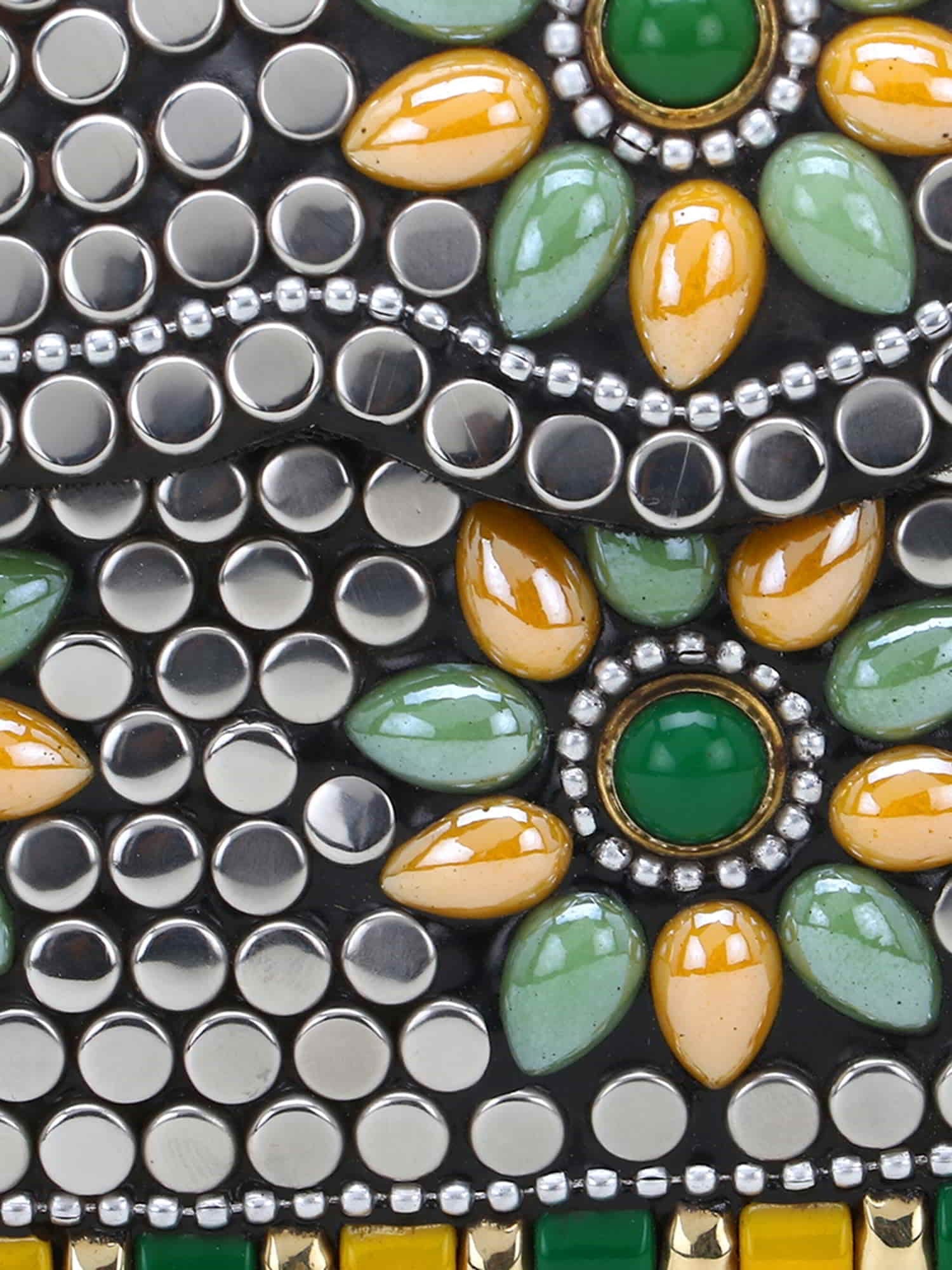 Mosaic Metal Clutch with Stone Work