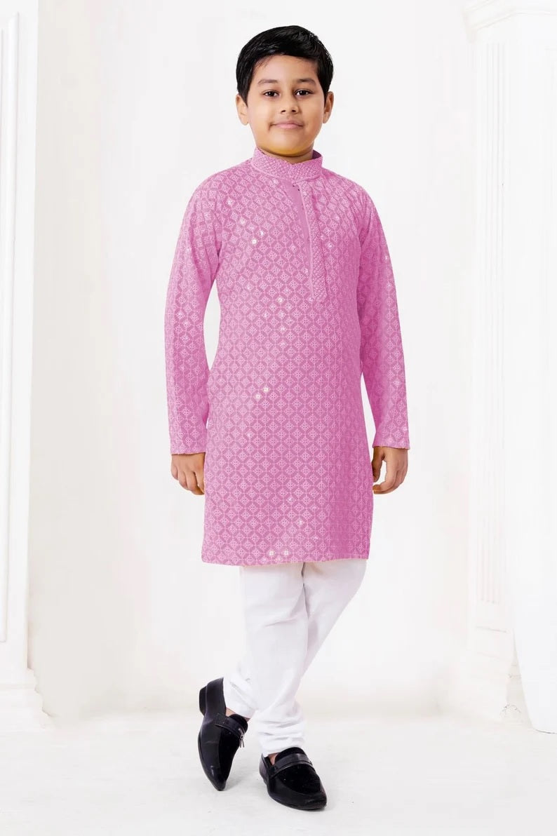 Chikankari kids Wear Kurta Pajama Set For Kid's Boy