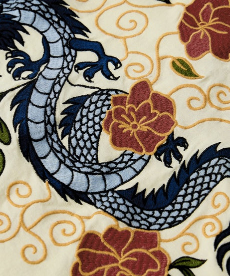 Cotton Linen  Dragon Women Boyfriend Shirts