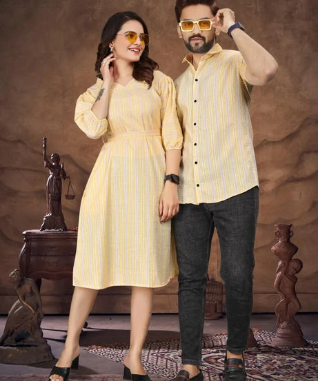 Presenting Couple Men's Shirt & Female Combo Set