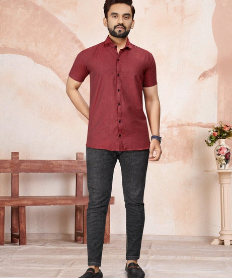 Pure Cotton Lining Pattern  Men's Shirt