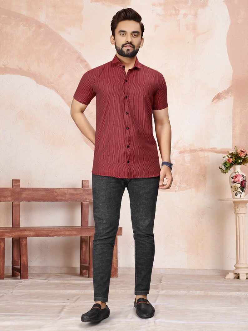 Pure Cotton Lining Pattern  Men's Shirt