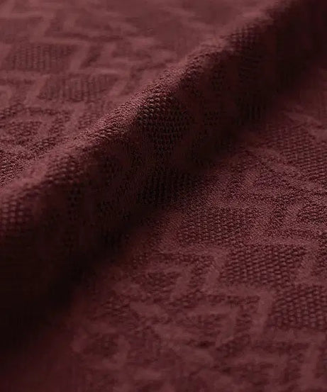 Textured Jacquard Burgundy Oversized T-Shirts