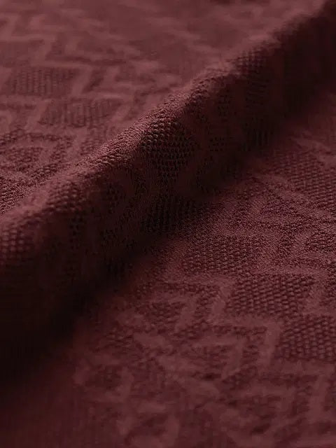 Textured Jacquard Burgundy Oversized T-Shirts