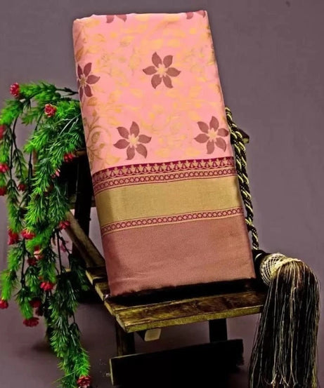 Women's Bollywood Wedding Wear Banarasi Soft Silk Exclusive Saree & Blouse