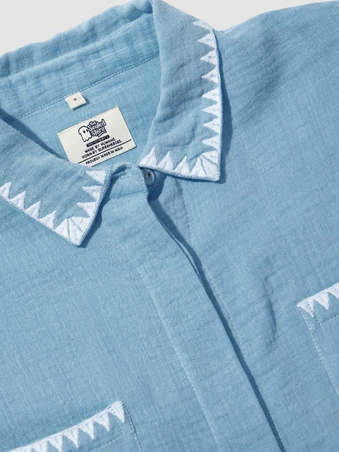 Textured Shirt  Aqua Women Boyfriend Shirts