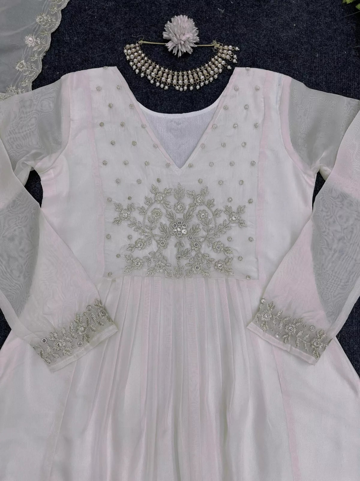 Traditional Look Full Stitched Tissue Organza Silk Top Pant Dupatta