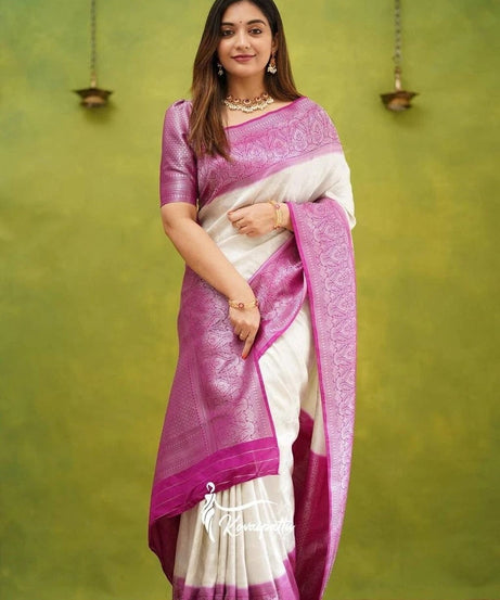 Designer Traditional Banarasi Soft Silk Saree With Blouse