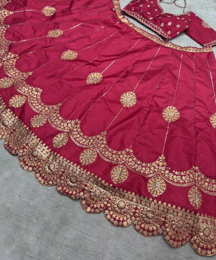Jalpuri Silk With Embroidery Sequence Zari Design Work Lehenga