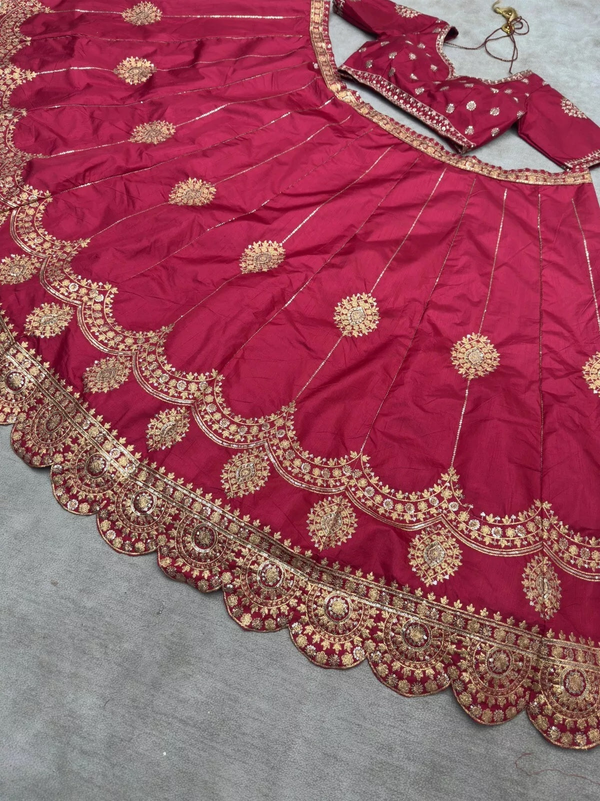 Jalpuri Silk With Embroidery Sequence Zari Design Work Lehenga