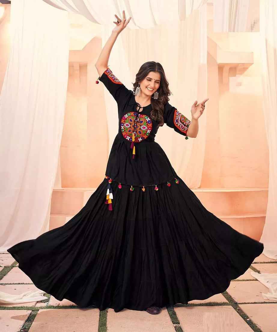 Rayon With Gamthi Work Lehenga Choli