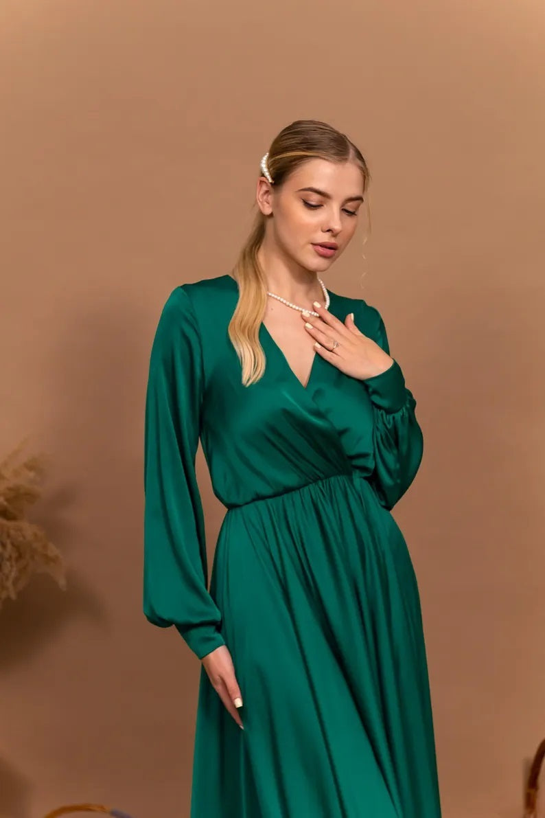 Premium Satin Multi-Way Evening Dress with Long Train - Custom Fit