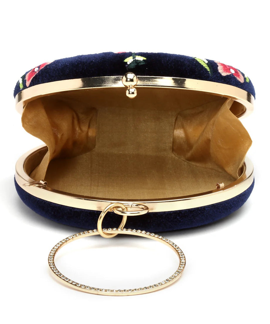 Embroidered Velvet Clutch