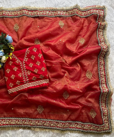 Heavy Soft Banarasi Crush Fabric Party Wedding Wear Saree,Function Sari