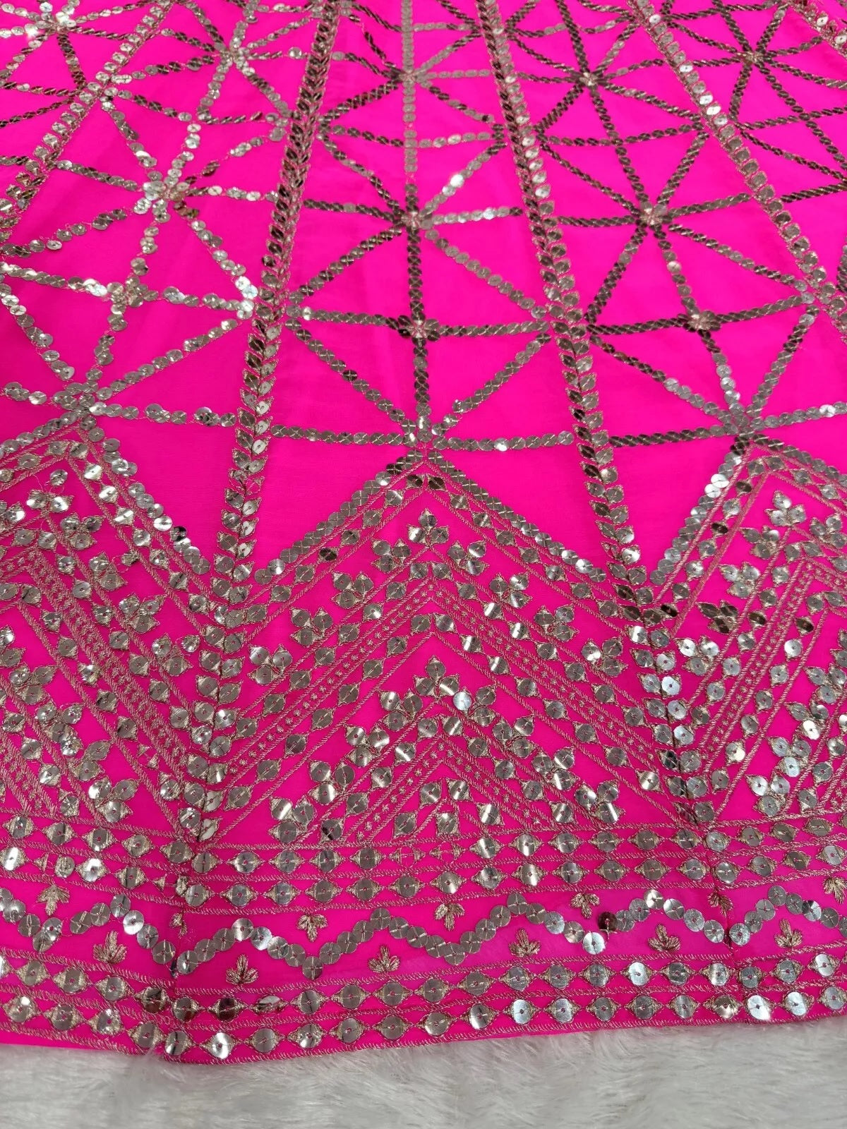 Pink Traditional Wedding Georgette With Thread Work Lehenga Blouse & Dupatta