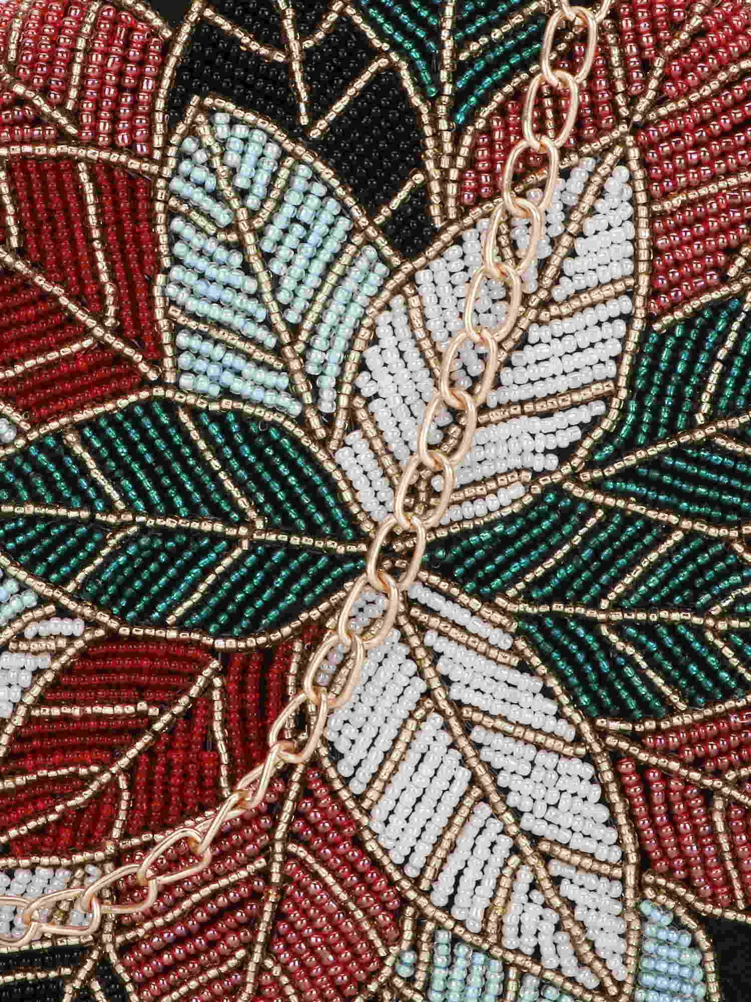 Gala Floral Emroidered Faux Silk Clutch