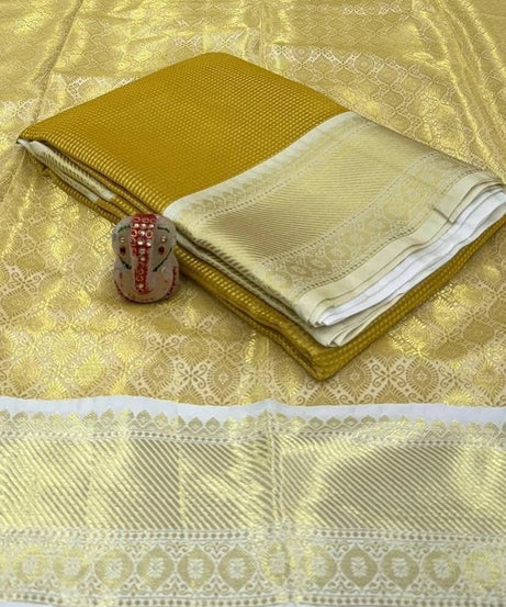 Yellow Beautifull Soft Tissue Silk Saree With Blouse