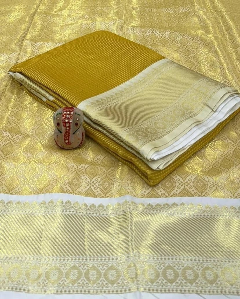 Yellow Beautifull Soft Tissue Silk Saree With Blouse