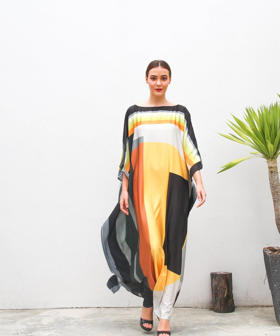 Soft Satin Silk Digital Printed Caftan For Women's Long Kaftan