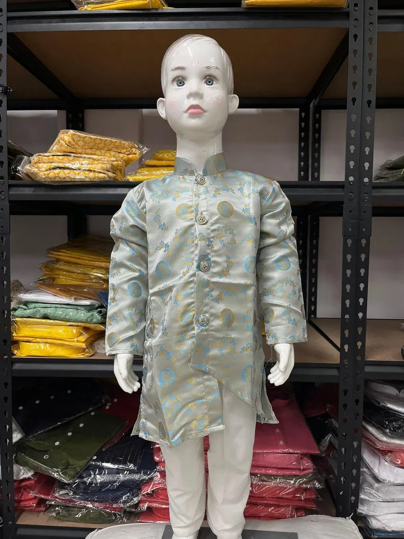 Traditional Kid's & Boy's Jacquard Kurta Pajama Set