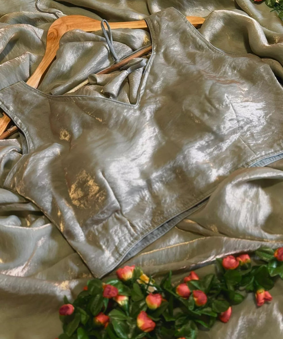 Designer Golden Shaded Soft Shining Fabric Saree, Wedding Sari & Blouse