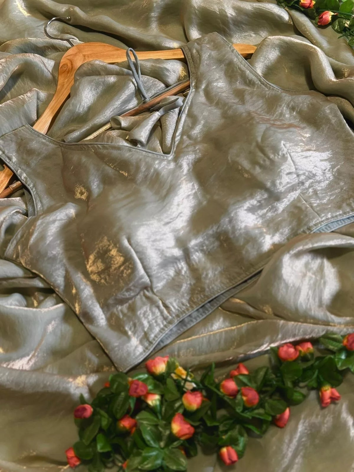 Designer Golden Shaded Soft Shining Fabric Saree, Wedding Sari & Blouse